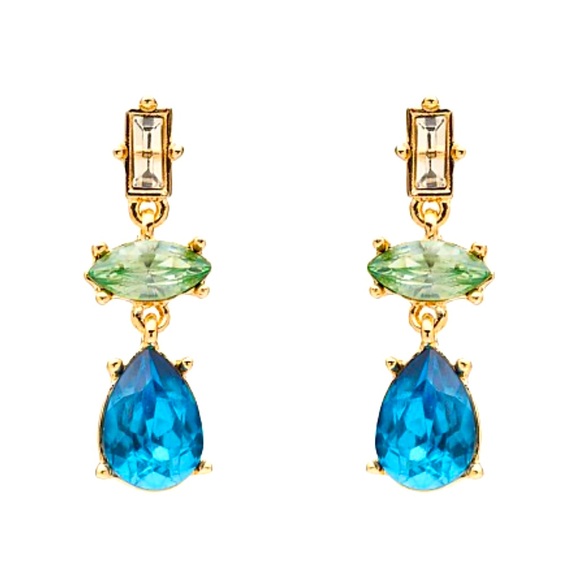 VICI Be a gem drop earrings. Gold/green and teal - Picture 1 of 5